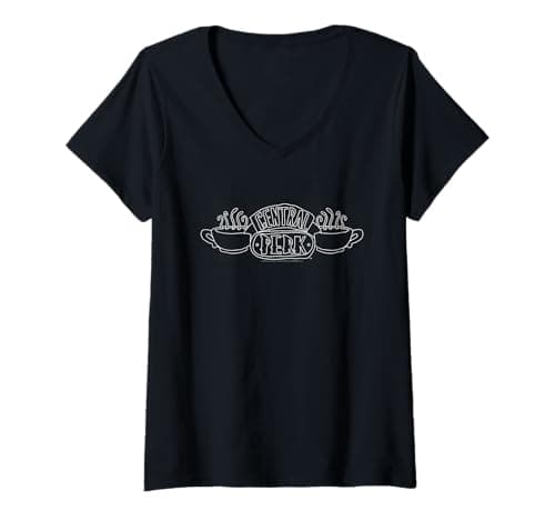 Image of Womens Friends Central Perk Outline V-Neck T-Shirt