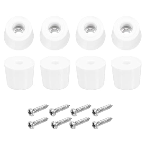 Image of uxcell 8Pcs Rubber Bumper Feet, 15mm H x 19mm W Round Pads with Stainless Steel Washer and Screws for Furniture, Appliances, Electronics