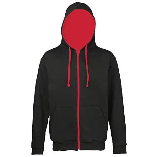 Image of AWDis Men's Varsity Zoodie Hoodie, Multicoloured (Jet Black/Fire Red), XX-Large