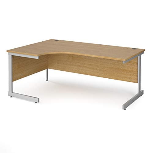 Image of Mr Office Contract 25 left hand ergonomic desk with silver cantilever leg, 1800, Oak