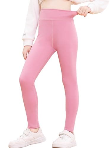 Image of BALAYSIER Yoga Pants for Girls High Waist Sports Leggings Full Length Yoga-Leggings Kids for Gym Running Work Out(Pink, 140)