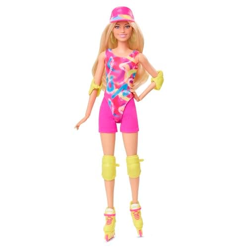 Image of Barbie THE MOVIE, Margot Robbie as Barbie Doll, inLine Skating Outfit, iconic look from the film, neon skate gear, HRB04