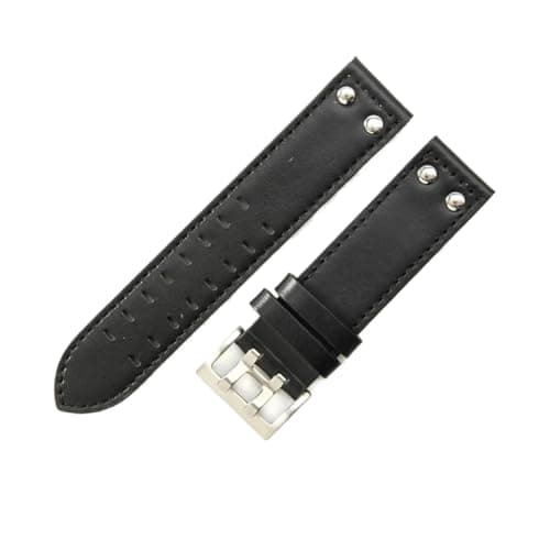 Image of NFJNFCF Compatible With Hamilton Jazz Khaki Aviation Field Men's Genuine Leather Watch Strap 20 22mm Allergy Double Hole Breathable Watchbands(Black black-Steel-,20mm)