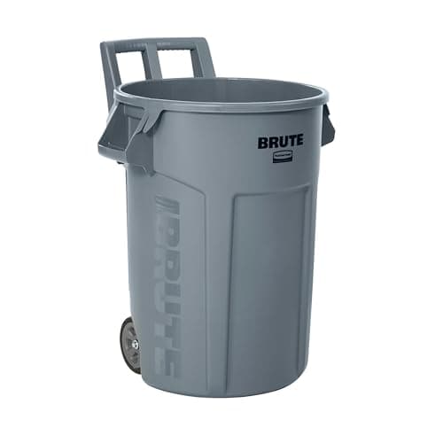 Image of Rubbermaid Commercial Products Vented Wheeled Brute Container | Large Heavy-Duty Waste Bin | 167 l, Grey