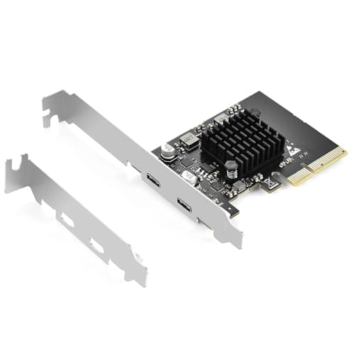 Image of ELUTENG PCIE USB C 3.2 Gen2 Card 2 Ports (2 x Type C), 10Gpbs PCI Express Expansion Card Compatible with PCIE X4/X8/X16, With Heatsink for Desktop PC Windows 11/10/8/7/XP
