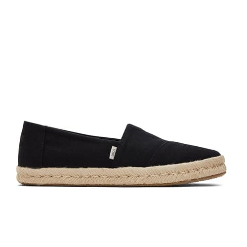 Image of TOMS Women's Alpargata Rope 2.0 Espadrille, Black Recycled Cotton Slubby, 8 UK