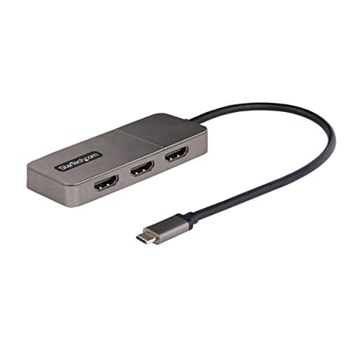 Image of StarTech.com 3-Port USB-C Multi-Monitor Adapter, USB Type-C to 3x HDMI MST Hub, Triple 4K 60Hz HDMI Laptop Display Extender / Splitter, HDR, Extra-Long Built-In Cable, Windows (MST14CD123HD)