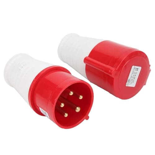 Image of 3 Phase 5 Pin Waterproof Industrial Connector, 32Amp 415V IP44 Industrial Plug Socket Set 3P+N+E, 32amp 3 Phase Plug for Industry Airport Dock Metallurgy