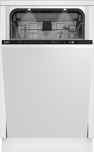 Image of Beko BDIS38040Q Fully Integrated Slimline Dishwasher - Black Control Panel with Sliding Door Fixing Kit - C Rated