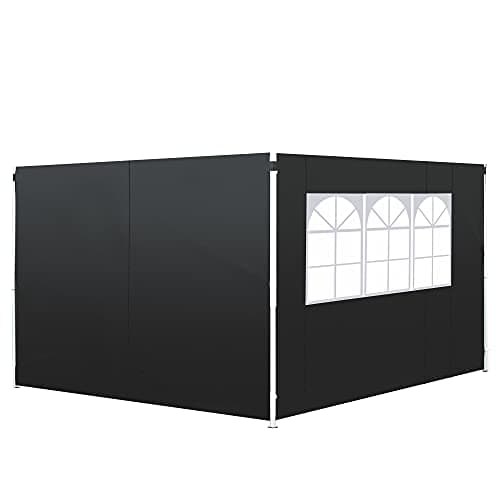 Image of Outsunny 3 Meters Gazebo Replaceable Exchangeable Side Panel Wall Panels Walls With Window, Black