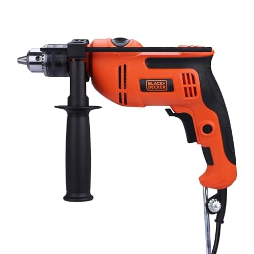 Image of BLACK+DECKER BED550-IN 550 W, 13mm CORDED Variable Speed Ergonomic Reversible IMPACT HAMMER DRILL with Lock On Button, Ideal For Home & DIY Use for Masonry, Steel & Wood, 1 Year Warranty, ORANGE