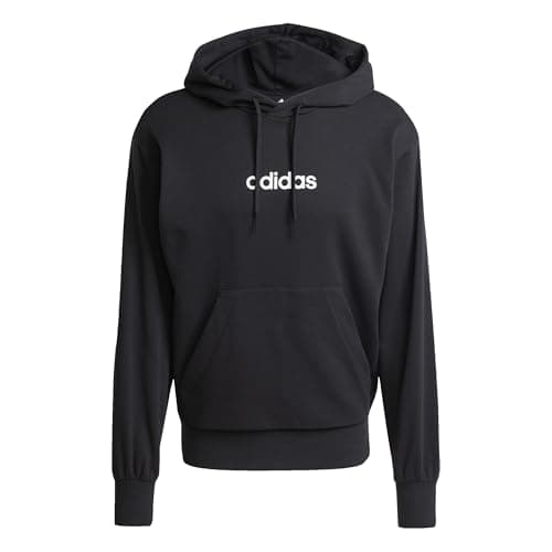 Image of adidas Men's ESSENTIALS LINEAR FRENCH TERRY HOODIE, black/white, XL