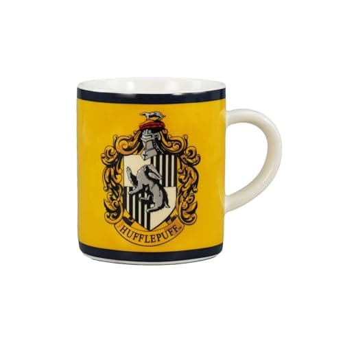 Image of Half Moon Bay | Harry Potter | Hufflepuff | Hufflepuff Crest Stoneware Mini Mug 110ml | Official Merchandise | Espresso Cup