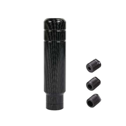 Image of muge racing Aluminum Alloy Weighted Shifter Knob,5" Auto Gear Shift Knob with 3 Threaded Adapters M8 M10 M12,Fit Most Automatic Manual Vehicle-Carbon Fiber
