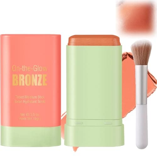Image of Beauty Balm Serum Boosted Skin Tint with Brush — Multi-Use Blush, Highlighter & Bronzer for Face & Body, Natural Blendable Shimmer Illuminator, Lightweight Bronzing Glow Makeup Stick (Peach Glow)