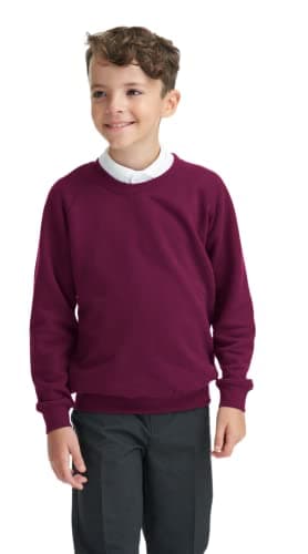 Image of Listers Schoolwear Boys Girls Unisex School Crew Neck Jumper Round Neck Fleece Sweatshirt Uniform Ages 3-16 Years Maroon