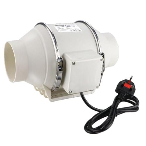 Image of Inline Bathroom Extractor Fan 100mm /4 Inch, In Line Duct Fan Mixed Flow 220m³/hr - Grow Room Fan Tent Hydroponic Ventilation System