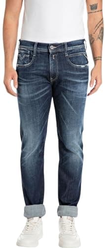 Image of REPLAY Herren Jeans Anbass Slim-Fit mit Comfort Stretch, Dark Blue 007 (Blau), 34W / 32L