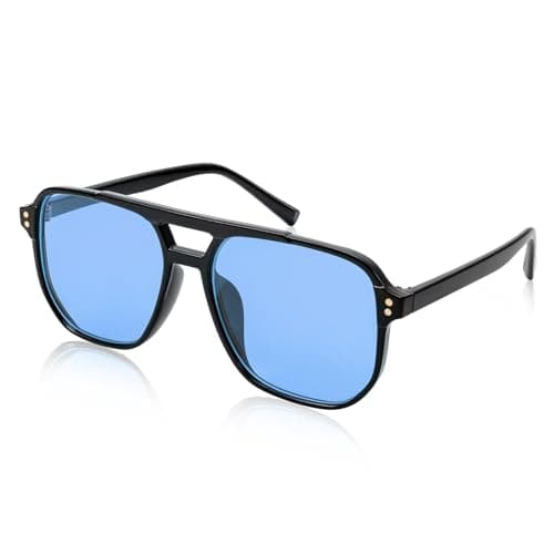 Image of FEISEDY Retro Pilot Sunglasses for Women Men, Vintage 70s Trendy Square Plastic Frame Sun Glasses B2835