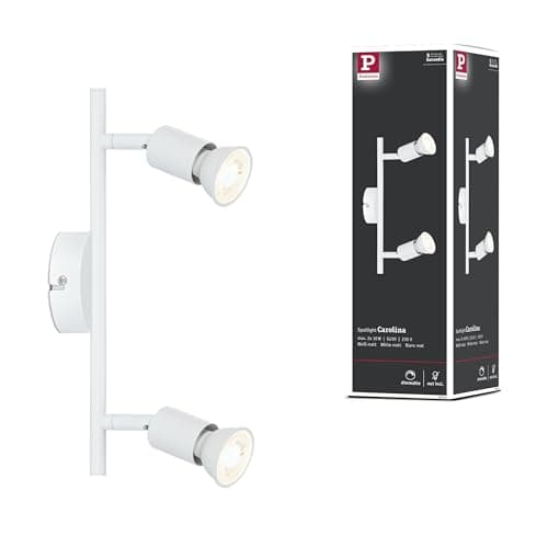 Image of Paulmann Carolina 66764 Spotlight 2-Bulb Max. 2 x 10 Watt Ceiling Light White Matt Metal GU10 Ceiling Spotlight Without Bulb