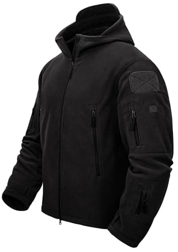 Image of TACVASEN Windproof Men's Military Fleece Combat Jacket Tactical Hoodies, Black, M