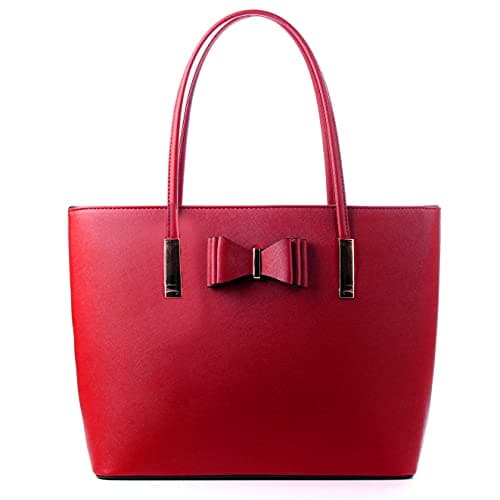 Image of WEDMAY Large Handbags for Women, Red Tote Bags for Women with Zip, School Handbag for Girls, Women's Laptop Tote Bag, Ladies Fashion Simple Shoulder Shopper Designer Bags（Red）