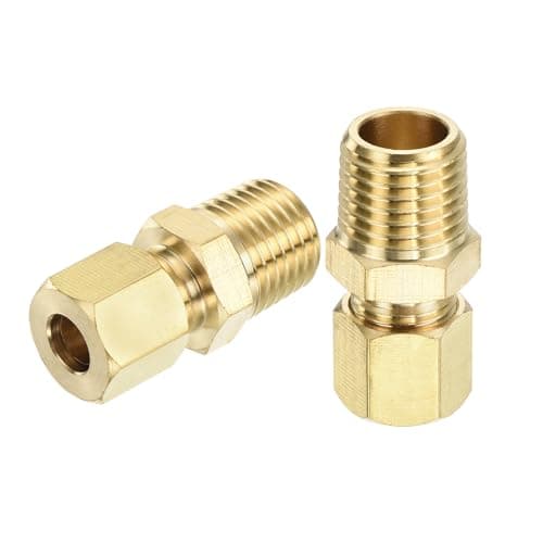 Image of sourcing map 5Pcs Brass Compression Tube Fitting, 1/4" Tube OD x 1/4" NPT Male Connector Straight Coupling Adapter Union Fittings