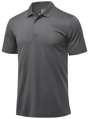 Image of Tansozer Mens Polo Shirts Breathable Golf Short Sleeve Gym Sports T-Shirt, Dark Grey, XXL