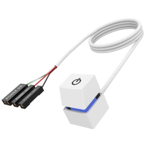 Image of HALOULENI Desktop Switch Desktop Computer Power Switch External Remote Start PC Motherboard Power On Off Switch Button Extension Cable (Shell: white, Light: color gradient)