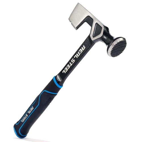 Image of REAL STEEL Drywall Hammer 14 Oz Roofing Hatchet One-piece Forged Milled Face Drywall Ax Wall Board Tool 0521