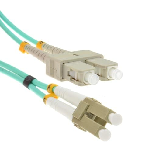 Image of kenable OM3 Fibre Optic Cable LC to SC Duplex Multimode 50/125 LSZH Aqua 0.5m