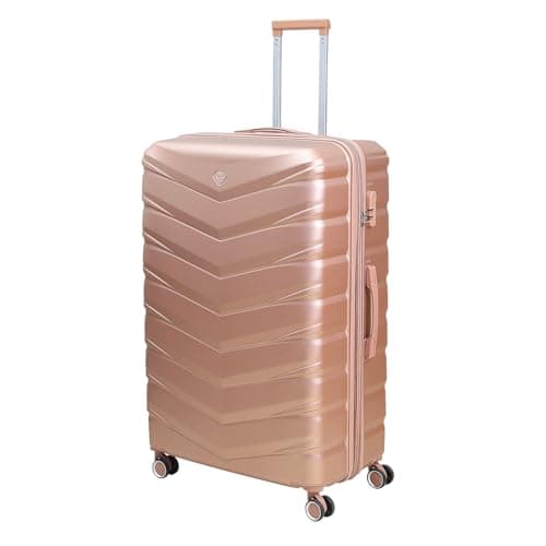Image of UNIQUE HOME LIVING 28" Large Suitcase, Expandable Travel Suitcase with 4 Dual Spinner Wheels, Hard Shell ABS Hand Luggage Travel Trolley Case with Lock, Lightweight, Durable, Rose Gold, 109L