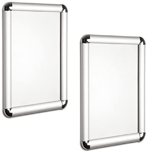 Image of 2 X A3 Wall Mounted Matt Silver Aluminium Snap Shut Frame, Snap Frames With Round Corner wall decoration, 25mm Silver Snap Frame Poster Holder Retail Display SIZES A3 (W) 29.7 x (H) 42 cm