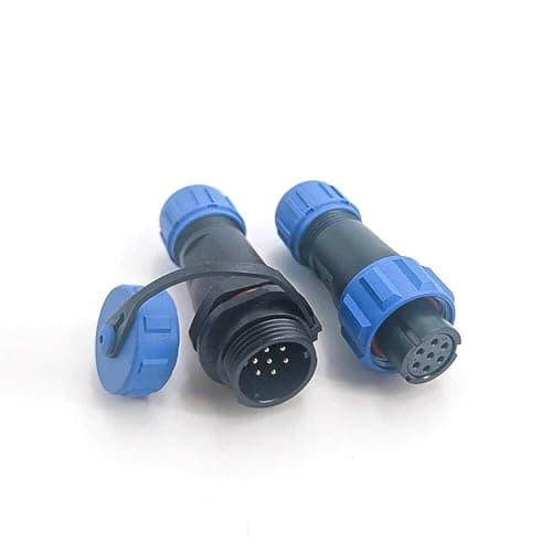 Image of Elecbee SP13 Series 7 Pin Aviation Waterproof Connector, Industrial Aviation Plug Socket Circular Cable Connector IP68 Female Plug & Male Socket straight in Line Type One Pair with Waterproof Cover