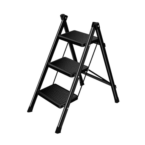Image of Step Ladder, 3 Steps Foldable Step Stool for Home, Rock-Solid 330Lbs Capacity, Built to Last with Highest-Grade Sturdy Steel Construction, Anti-Slip Feet