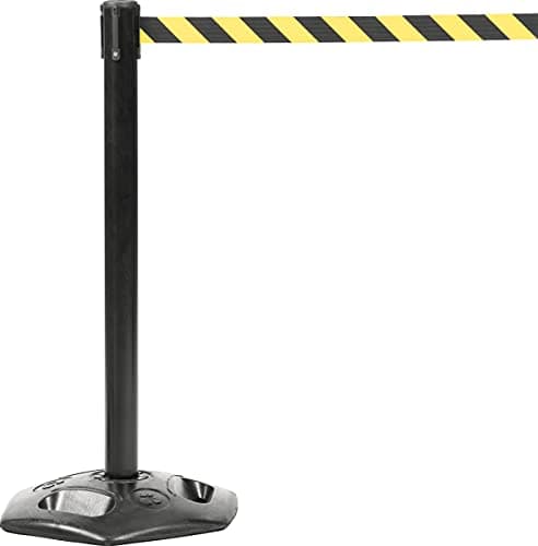 Image of Outdoor Retractable Belt Barrier, Heavy Duty Pull out Queue Tape, Black (Black/Yellow Belt)