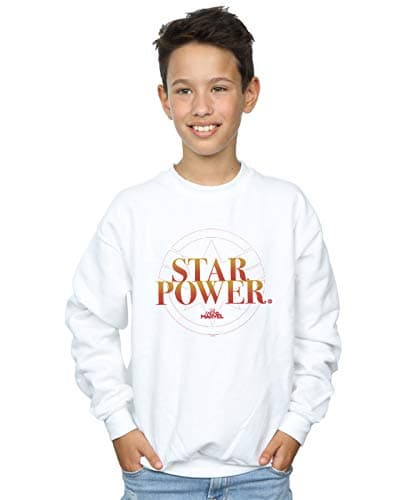 Image of Marvel Boys Captain Marvel Star Power Sweatshirt White 9-11 Years