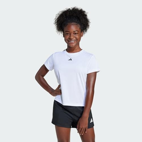 Image of adidas Girl's Train Essentials Regular Fit Logo Training T-Shirt Junior Girls, White/Black, 14-15 Years