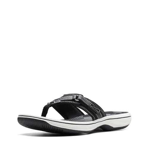 Image of Clarks Women's Brinkley Sea Flip Flops, Black Black Synthetic, 7 UK