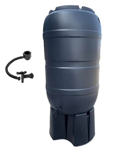 Image of 210L Outdoor Rainwater Black Water Butt Cistern Complete with Tap Stand Filler Kit & Lid