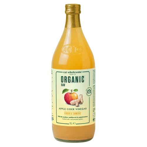 Image of Eat Wholesome Organic Apple Cider Vinegar, Ginger & Turmeric, 1L - Raw, Unpasteurised, Unfiltered, With The Mother, Vegan, Glass Bottle in Box