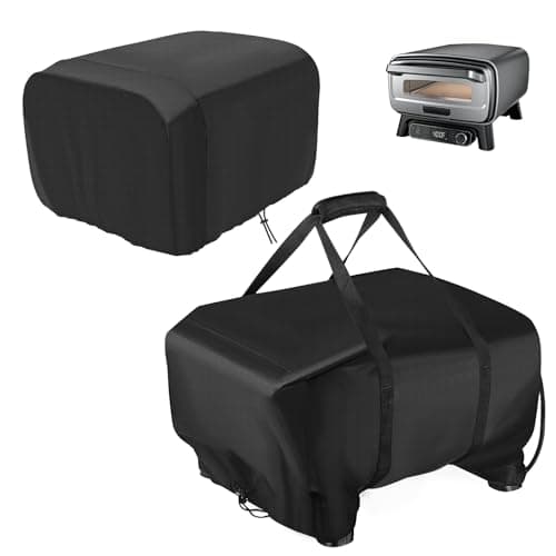 Image of Outdoor Pizza Oven Cover and Carry Bag Set for Ninja Artisan Outdoor Pizza Oven MO200 Series MO201, Black 600D Heavy Duty Waterproof, UV& Fade Resistant, BBQ Accessories with Multi-functional Design