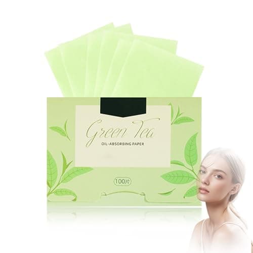Image of 100 Sheets Green Tea Oil Blotting Paper for Face – Ultra-Thin 9×6cm Natural Oil Control Sheets for Oily Skin – Soft, Portable Blotting Film for Matte Finish, Makeup Use, Daily Care (Green Tea)