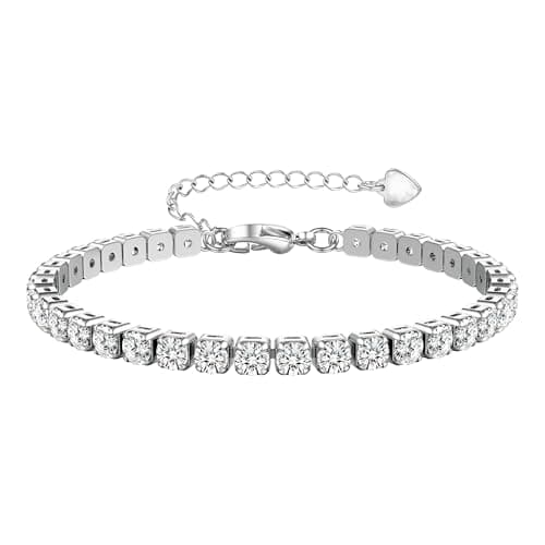 Image of ADRAMATA Tennis Bracelet for Women 14K Gold Plated Cubic Zirconia Classic Bracelets 3/4/5MM Silver Bracelet Jewellery Gifts for Women,S5
