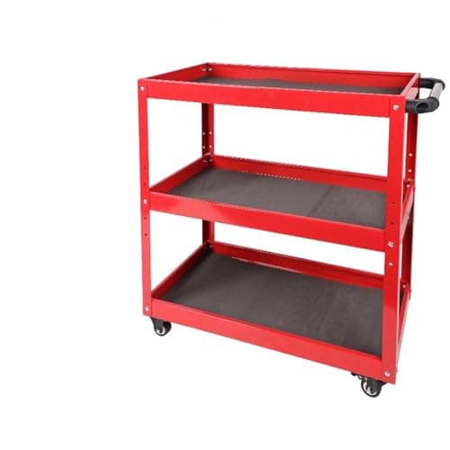 Image of Heavy-Duty Tool Cart - 3-Tier Rolling Utility Caddy for Workshop and Storage Use, Mobile with Wheels