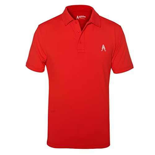 Image of Royal & Awesome Mens Golf Polo Shirt, Red Performance Short Sleeve, Golf Shirts for Men, Small