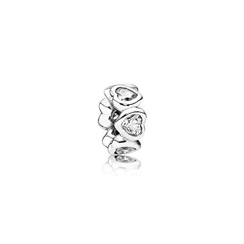 Image of FGT Love Hearts Spacer Charm Compatible with Pandora Moments Bracelets Clear Cubic Zirconia Mothers Day Women Mum Daughter S925