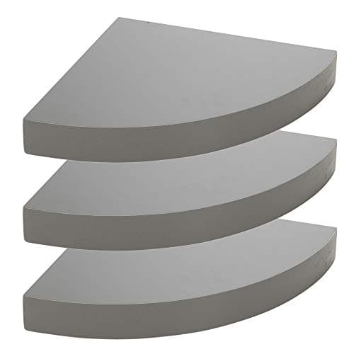 Image of URBNLIVING 3 x Floating Wooden Wall Mounting Corner Shelf Display Unit (Grey)