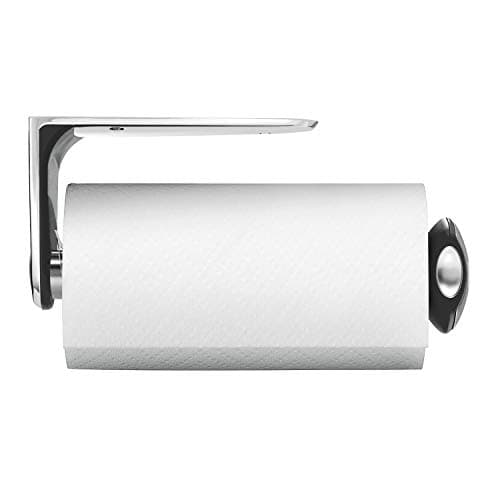 Image of simplehuman KT1086 Quick Load Wall Mounted Kitchen Roll Holder, Suitable for Under Cupboard Cabinet, Easy One Sheet Tear, Easy to Install(Fits Kitchen Rolls Measuring 22-23cm), Brushed Stainless Steel