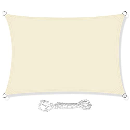 Image of HEYOMART Sun Shade Sail 2m x 3m Rectangle Shade Sails Waterproof Outdoor Garden Patio Party Sunscreen Awning Canopy 98% UV Block With Free Rope, Cream White